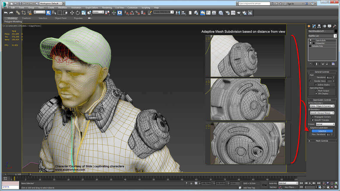 Captura de pantalla del programa de modelado 3d Studio Max.