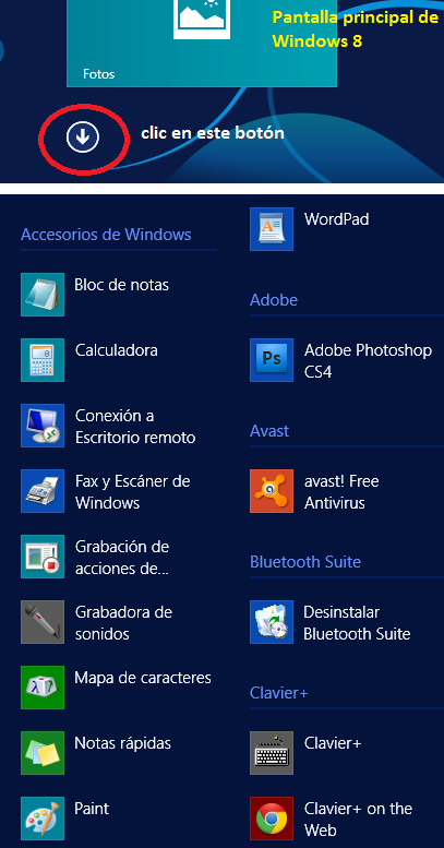 Cómo ingresar a los accesorios en Windows 8