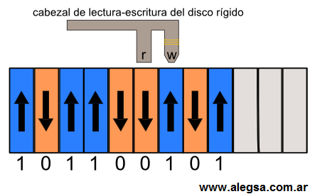 El cabezal de lectura-escritura del disco rígido.