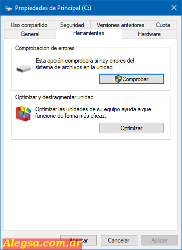 Comprobador de errores en el disco duro de Windows