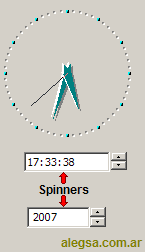En la imagen pueden apreciarse dos típicos spinners, que son elementos gráficos que permiten ajustar un valor dentro de un cuadro empleando dos flechas que apuntan en direcciones opuestas.