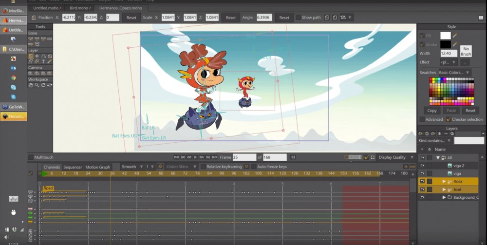 Captura de Moho, programa de animación por computadora.