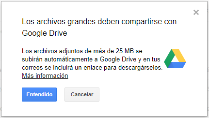 Gmail: enviar archivos más grandes de 25 MB