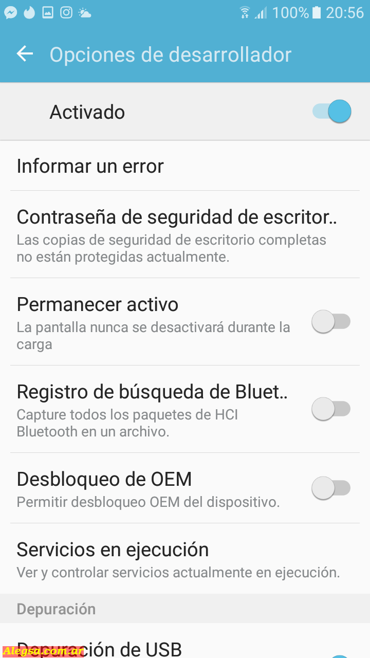 Acceder a las Opciones de desarrollador en Android