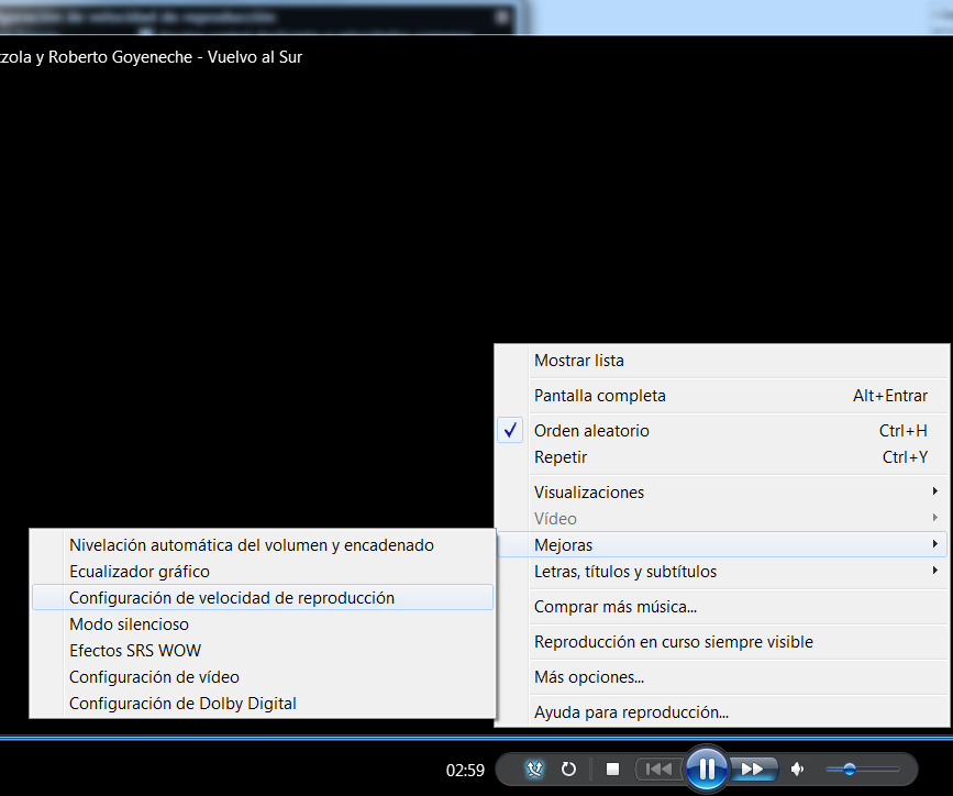 Reproductor de Windows Media: cambiar velocidad de reproducción de un video o música