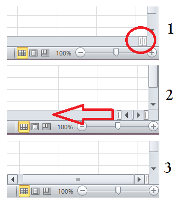 Barra de desplazamiento horizontal desapareció en Excel