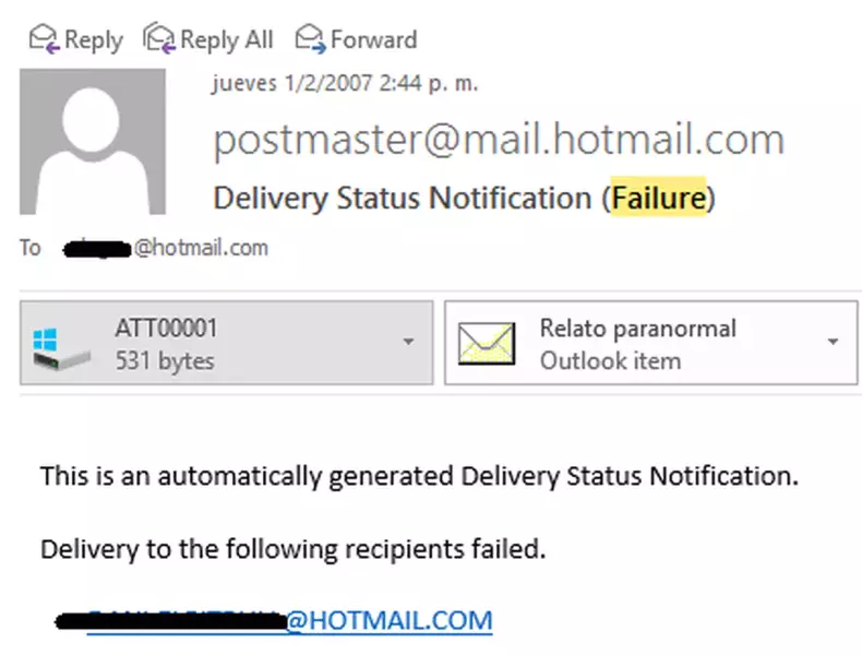 Definición de Delivery Status Notification (failure)