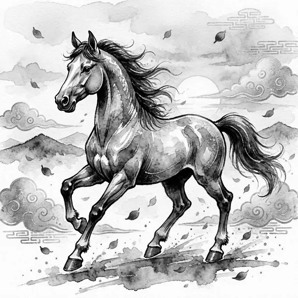 Illustration for the Chinese horoscope of Horse