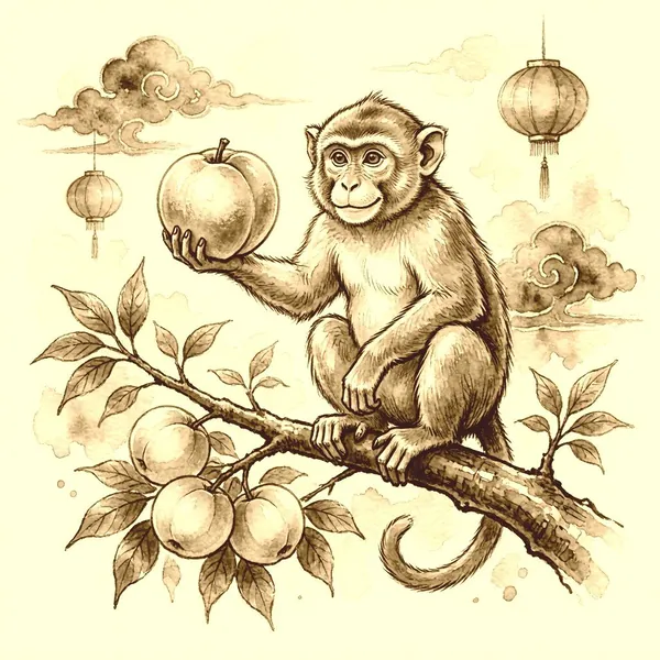 Illustration for the Chinese horoscope of Monkey