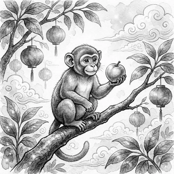 Illustration for the Chinese horoscope of Monkey