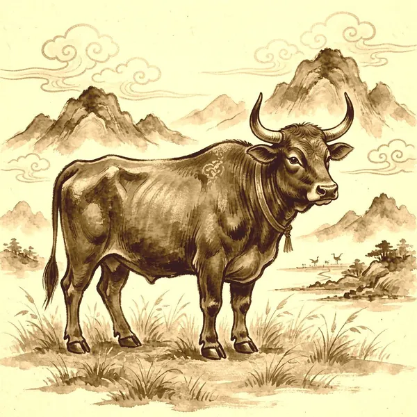 Illustration for the Chinese horoscope of Ox