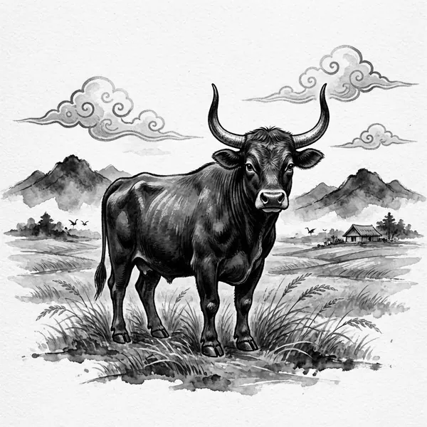 Illustration for the Chinese horoscope of Ox