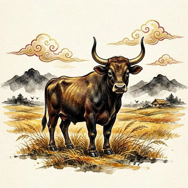 Illustration for the Chinese horoscope of Ox