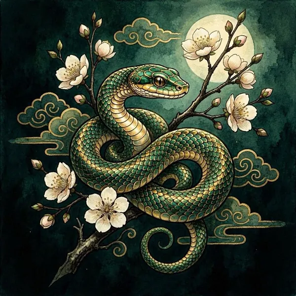 Illustration for the Chinese horoscope of Snake