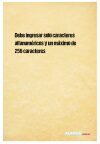 Debe ingresar solo caracteres alfanuméricos y un máximo de 256 caracteres