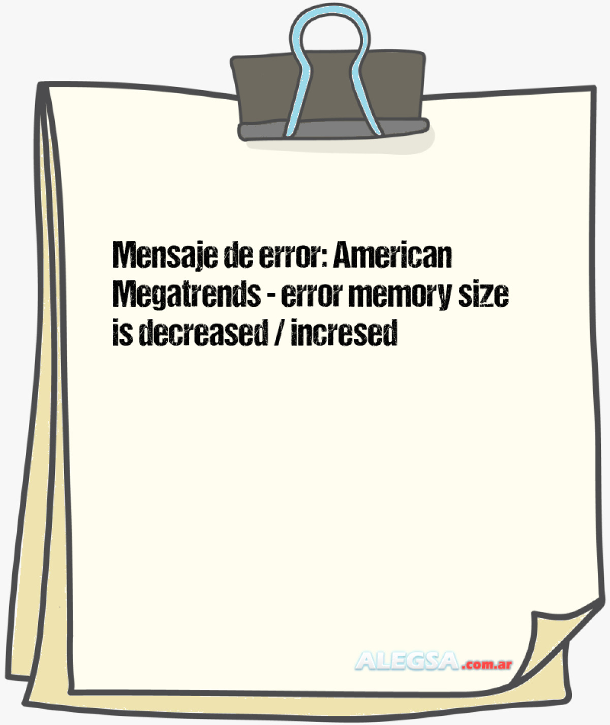 Mensaje de error American Megatrends error memory size is decreased