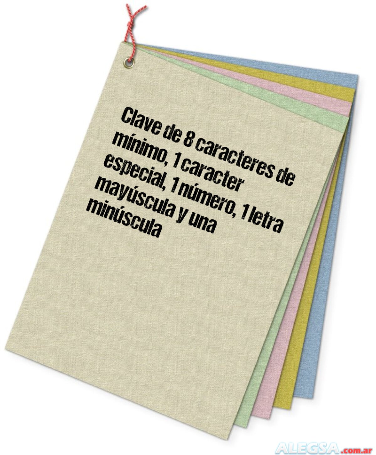 Clave de 8 caracteres de mínimo, 1 caracter especial, 1 número, 1 letra