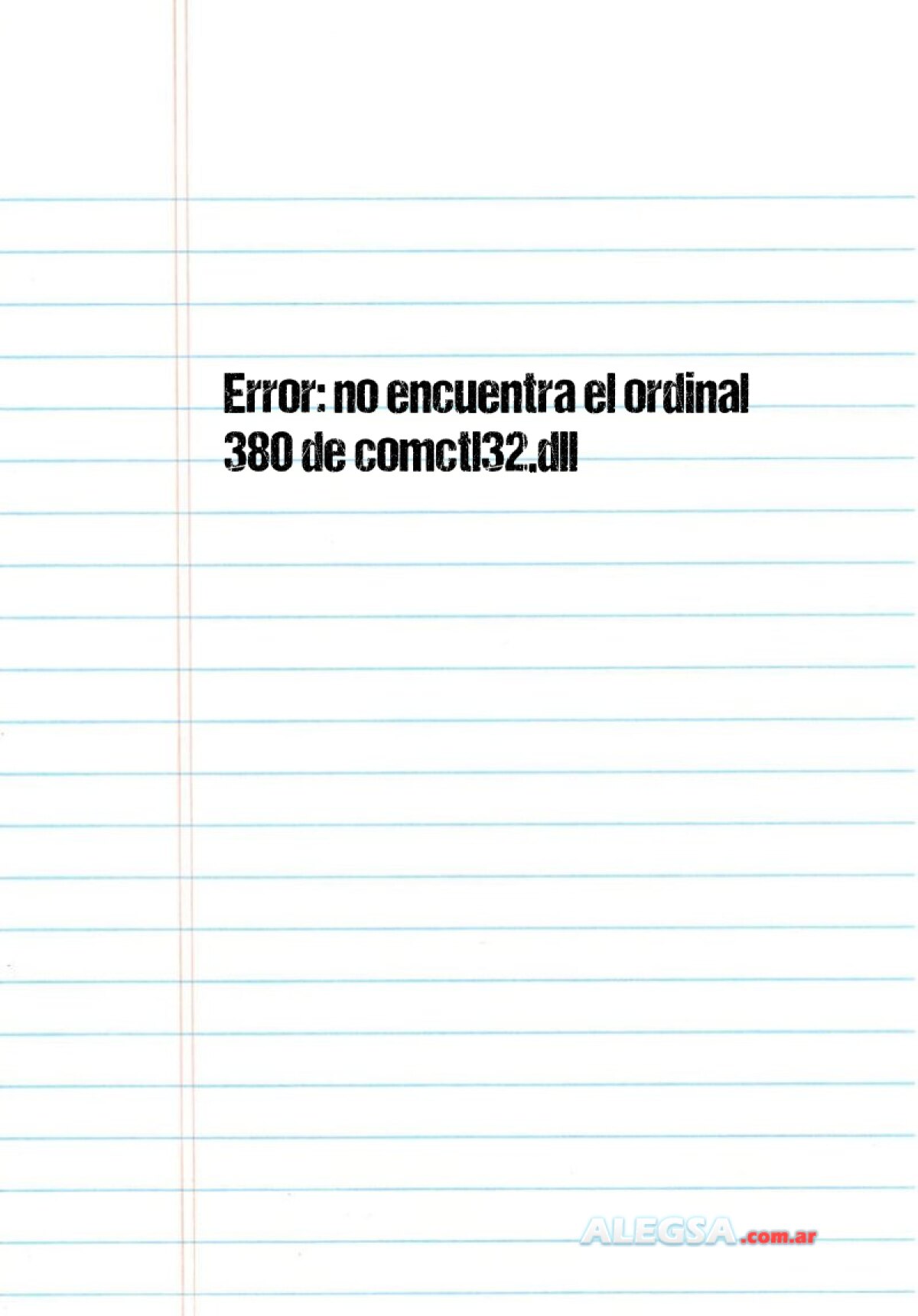 Error: no encuentra el ordinal 380 de comctl32.dll