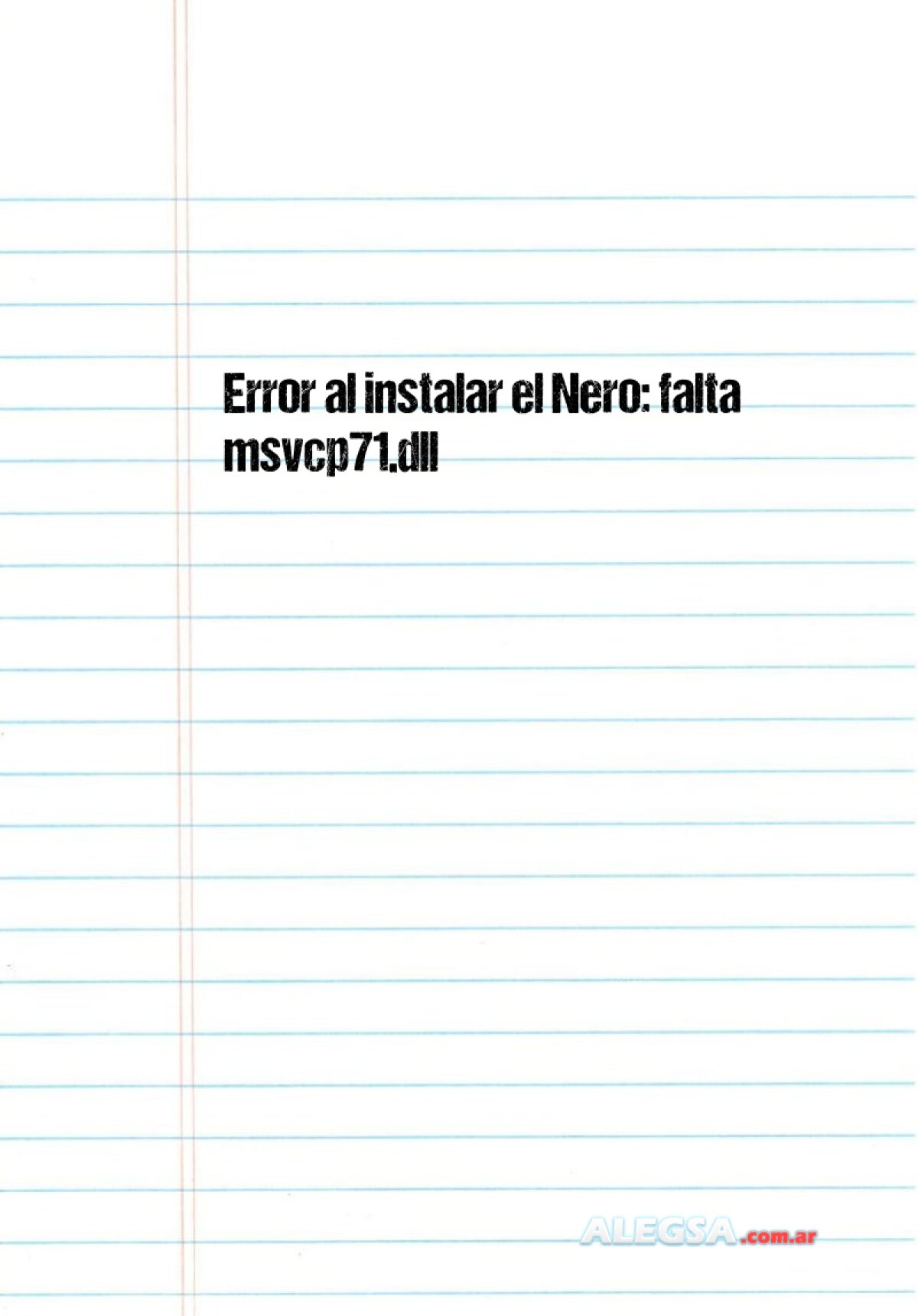 Error al instalar el Nero: falta msvcp71.dll