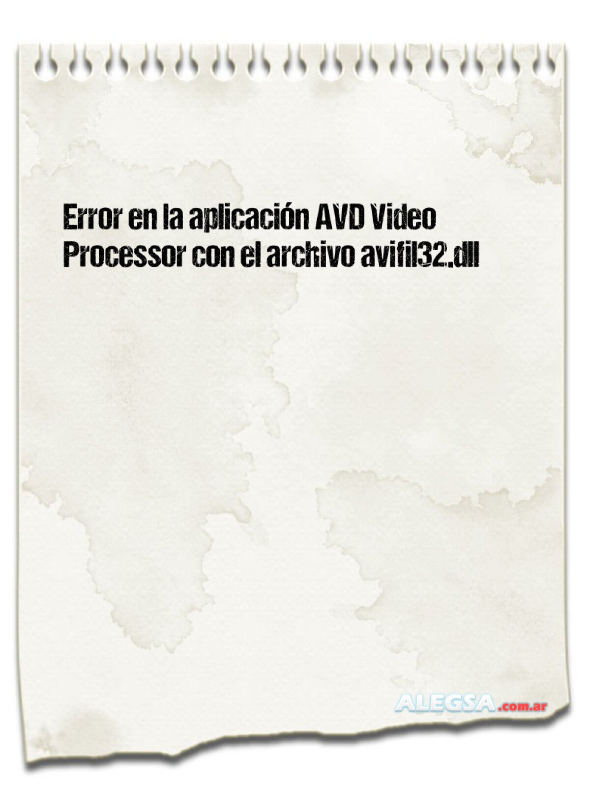 Error en la aplicación AVD Video Processor con el archivo avifil32.dll