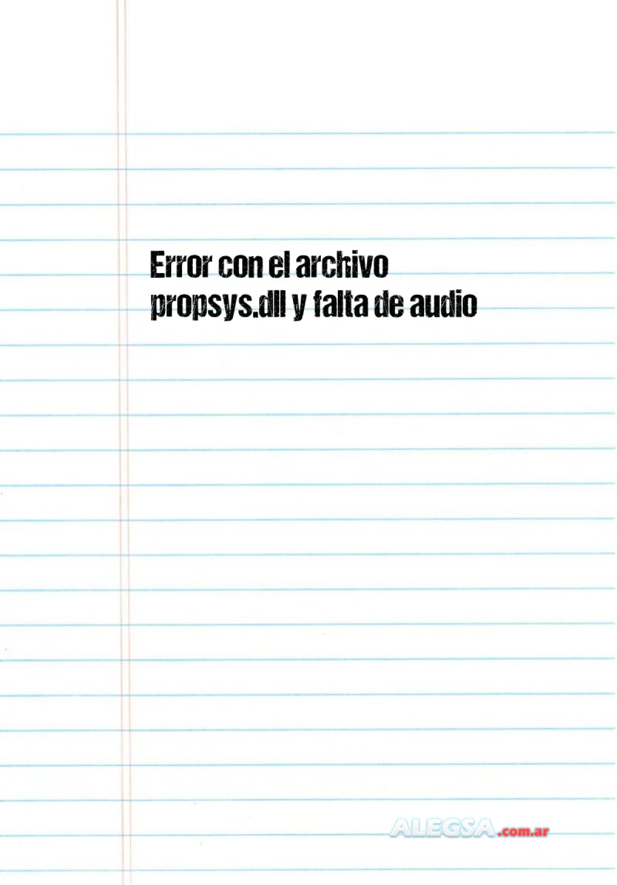 Error con el archivo propsys.dll y falta de audio