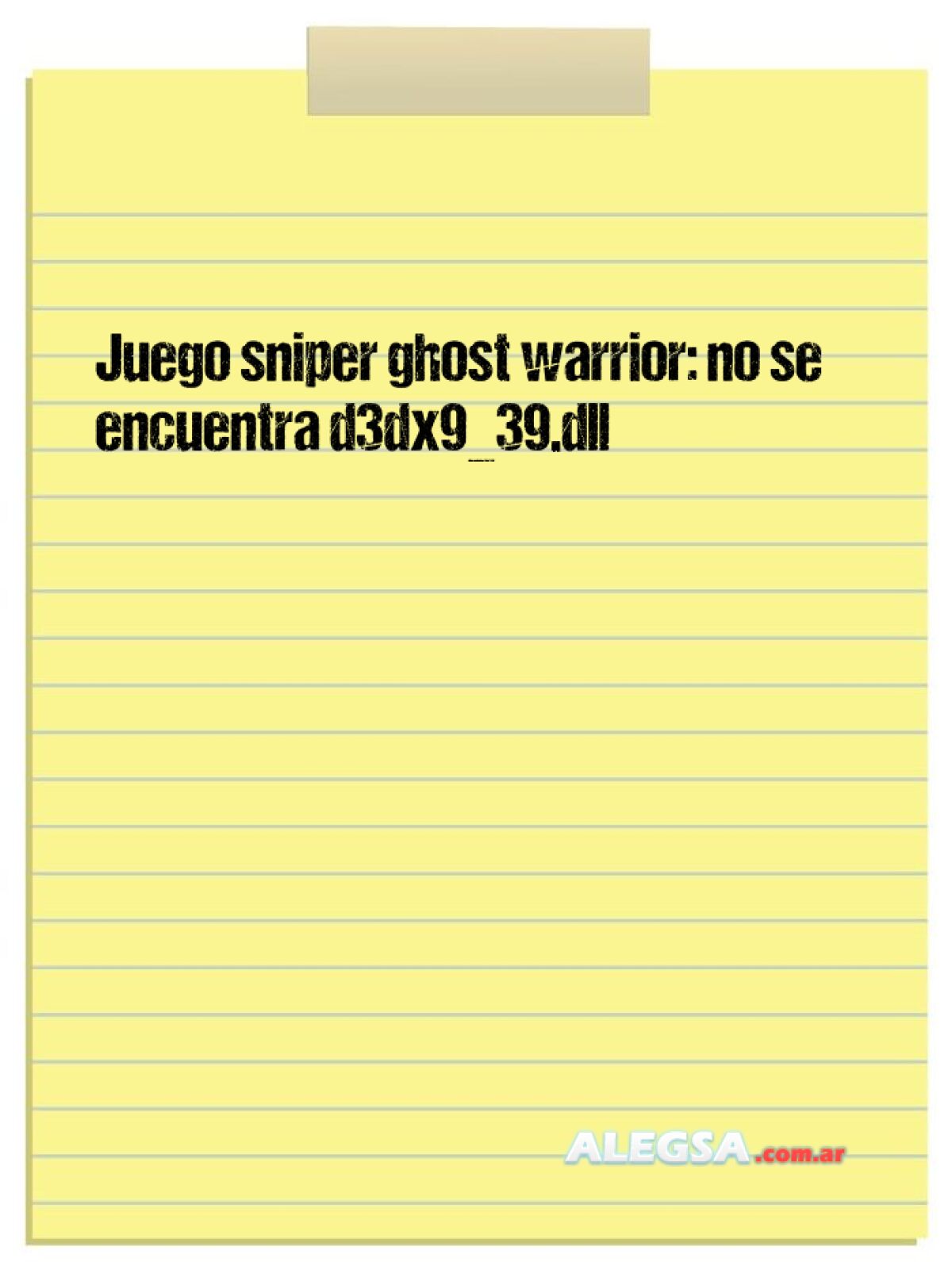 Juego sniper ghost warrior: no se encuentra d3dx9_39.dll