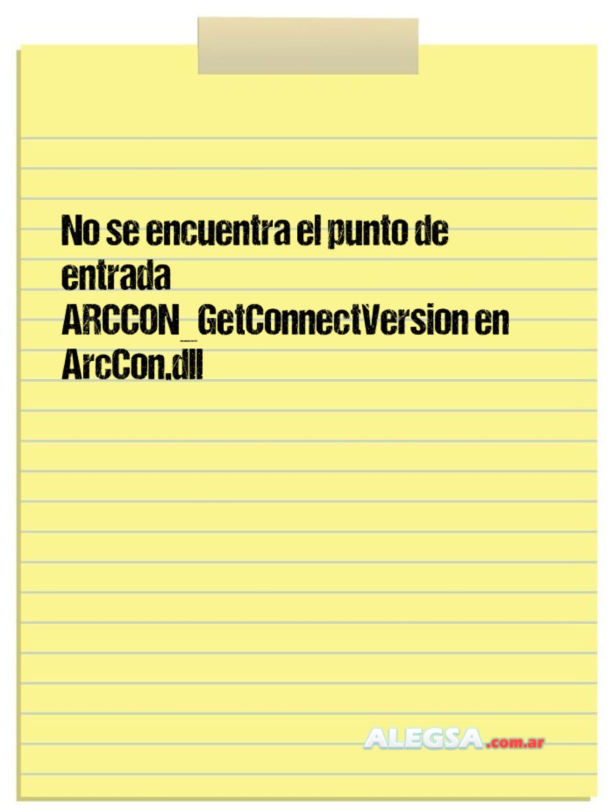 No se encuentra el punto de entrada ARCCON_GetConnectVersion en ArcCon.dll