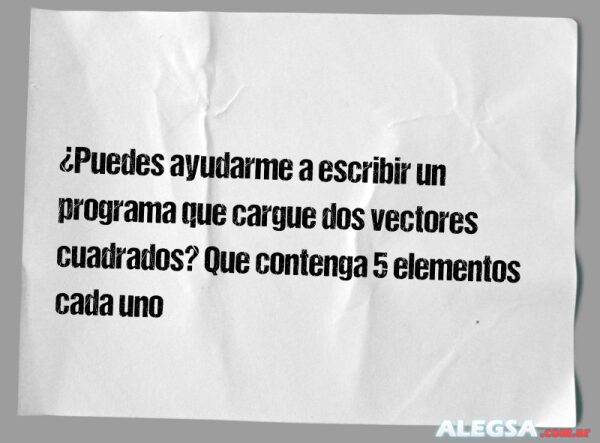 ¿Puedes ayudarme a escribir un programa que cargue dos vectores cuadrados? Que contenga 5 elementos cada uno