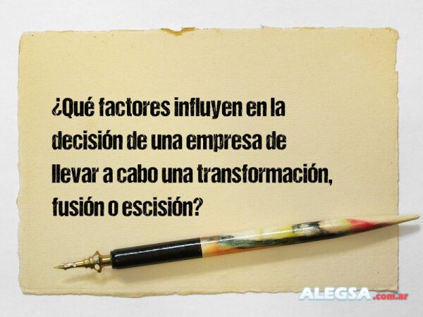 ¿Qué factores influyen en la decisión de una empresa de llevar a cabo una transformación, fusión o escisión?