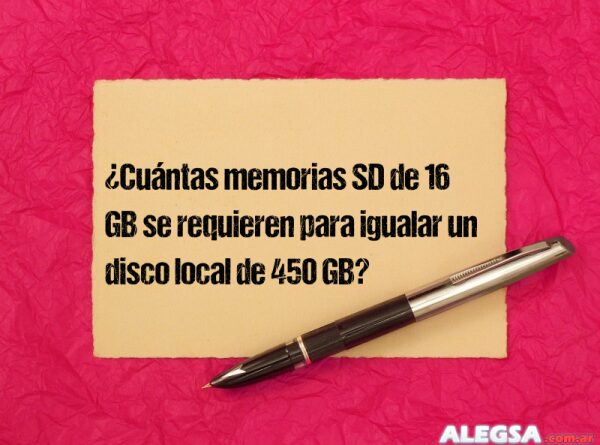 ¿Cuántas memorias SD de 16 GB se requieren para igualar un disco local de 450 GB?