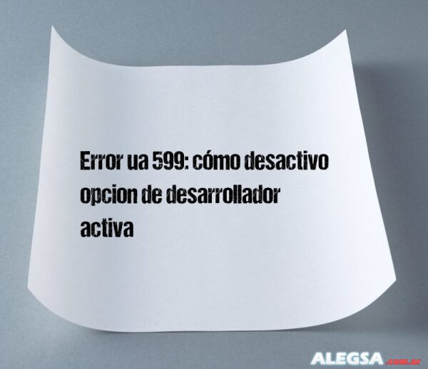 Error ua 599: cómo desactivo opcion de desarrollador activa