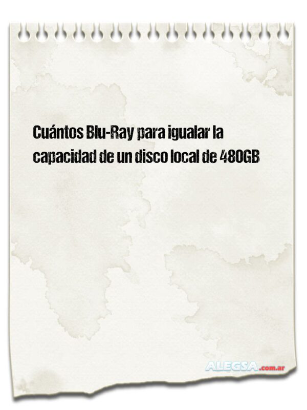 Cuántos Blu-Ray para igualar la capacidad de un disco local de 480GB