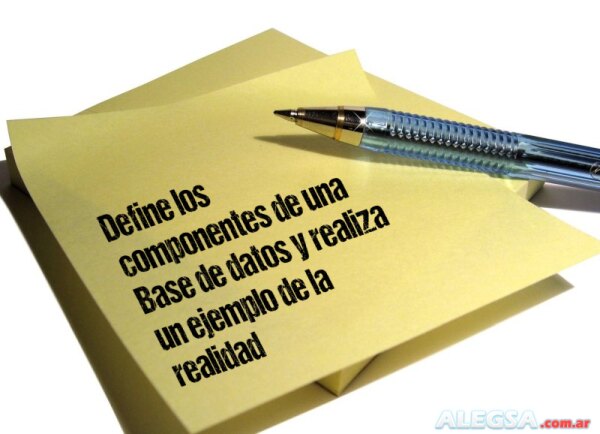 Define los componentes de una Base de datos y realiza un ejemplo de la realidad