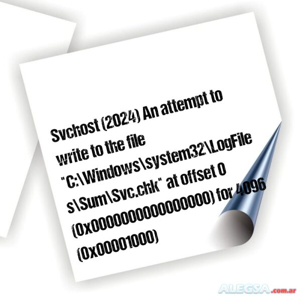 Svchost (2024) An attempt to write to the file "C:\Windows\system32\LogFiles\Sum\Svc.chk" at offset 0 (0x0000000000000000) for 4096 (0x00001000) bytes failed after 0.000 seconds with system error 1453 (0x000005ad): "Insufficient q