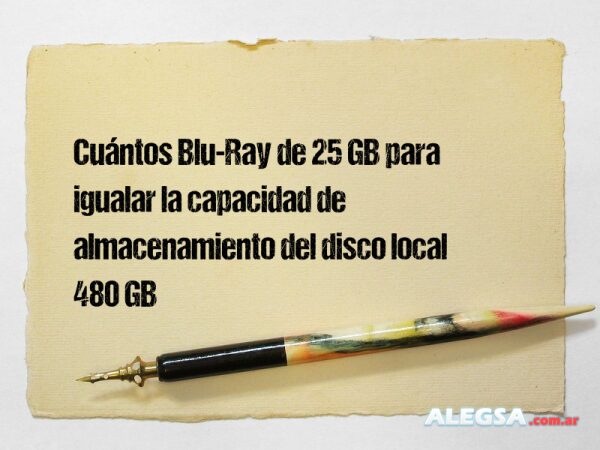 Cuántos Blu-Ray de 25 GB para igualar la capacidad de almacenamiento del disco local 480 GB