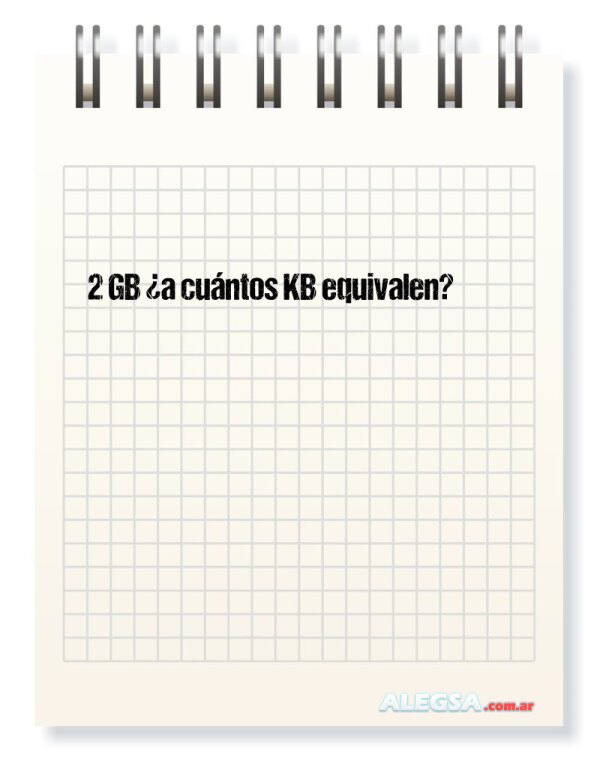 2 GB ¿a cuántos KB equivalen?