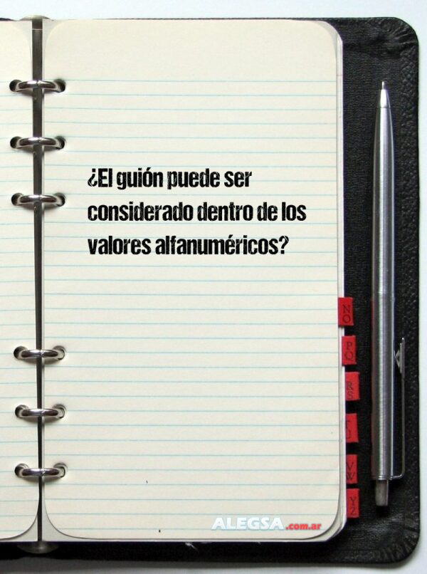 ¿El guión puede ser considerado dentro de los valores alfanuméricos?