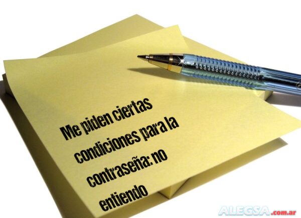Me piden ciertas condiciones para la contraseña: no entiendo