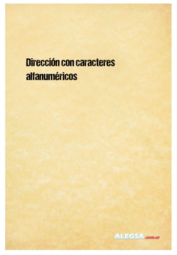 Dirección con caracteres alfanuméricos