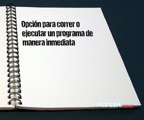 Opción para correr o ejecutar un programa de manera inmediata