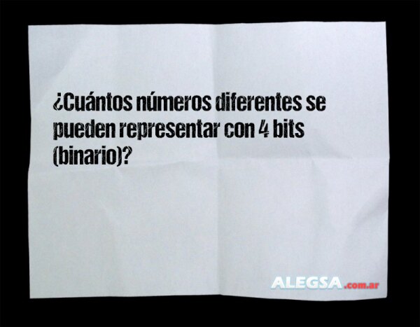 ¿Cuántos números diferentes se pueden representar con 4 bits (binario)?