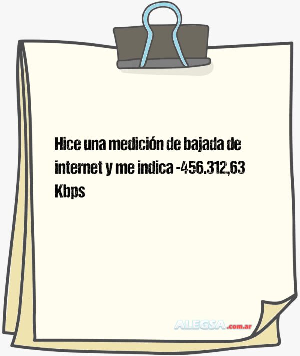 Hice una medición de bajada de internet y me indica -456.312,63 Kbps
