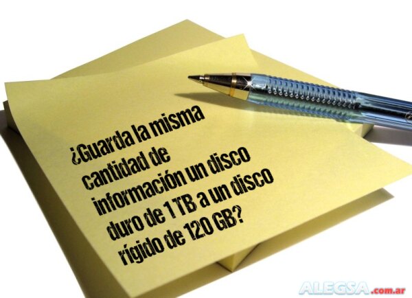 ¿Guarda la misma cantidad de información un disco duro de 1 TB a un disco rígido de 120 GB?