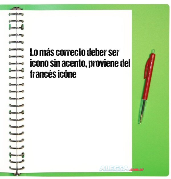 Lo más correcto deber ser icono sin acento, proviene del francés icône