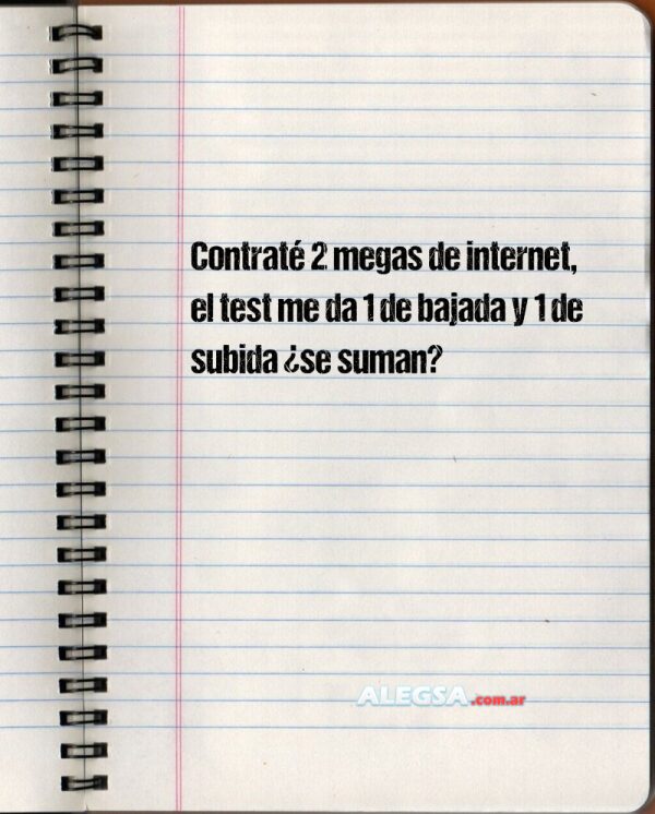 Contraté 2 megas de internet, el test me da 1 de bajada y 1 de subida ¿se suman?