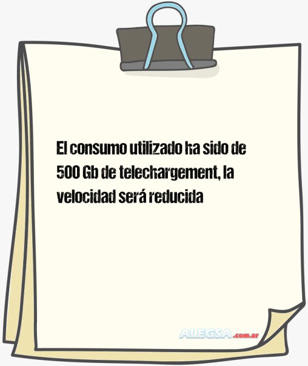 El consumo utilizado ha sido de 500 Gb de telechargement, la velocidad será reducida