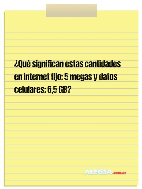 ¿Qué significan estas cantidades en internet fijo: 5 megas y datos celulares: 6,5 GB?