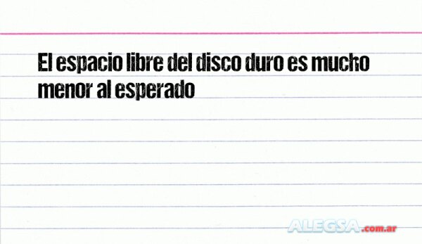 El espacio libre del disco duro es mucho menor al esperado