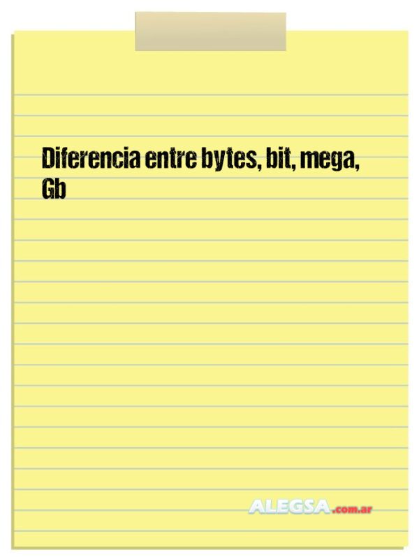 Diferencia entre bytes, bit, mega, Gb