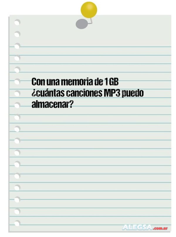 Con una memoria de 1 GB ¿cuántas canciones MP3 puedo almacenar?